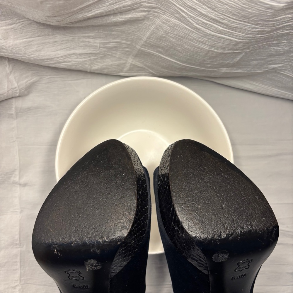 Tory Burch Peep Toe Heels + Dust Bag 6.5 Black - Picture 14 of 16